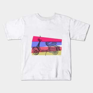 Scooter Vespa on pink and purple Kids T-Shirt